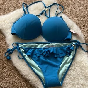 VS Push-up bombshell top and string bikini bottom